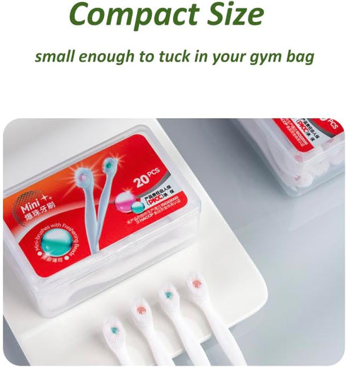 Mini Brushes - Disposable Toothbrushes with Toothpaste, Portable for Work or Travel, 2 Packs (Mint, 40 pcs)