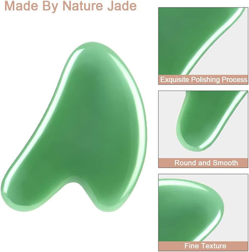 Gua Sha Massager Tool, 2 Pcs Natural Jade Stone Guasha Board for Physical Therapy and SPA Acupuncture