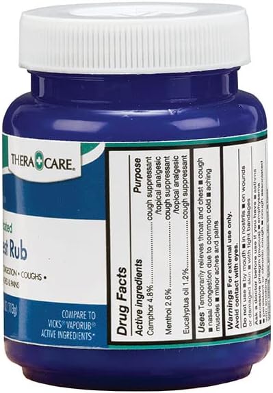 Thera Care Medicated Chest Rub | Cough suppressant | Relieves Nasal Congestion | Relieves Minor Aches and Pains | 4 oz.