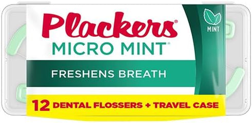 Plackers Micro Mint Flossers Travel Case, Pack of 12 Cases (144 Flossers Total)