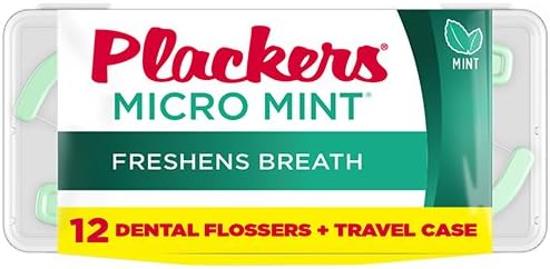 Plackers Micro Mint Flossers Travel Case, Pack of 12 Cases (144 Flossers Total)