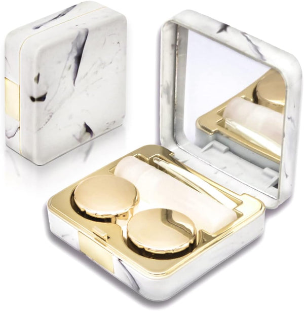 Contact Lens Case, Portable Cute Eye Contacts Applicator Remover Tool Kit with Mirror and Solution Bottle for Travel