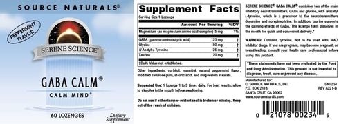 Source Naturals Serene Science GABA Calm Quick Dissolving Peppermint Flavor | 60 Lozenges