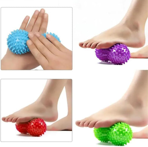 SquEqu 2 Pack Peanut Massage Ball Roller Spiky Double Lacrosse Balls Trigger Point for Stress Reflexology Foot Muscle