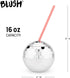 Blush Silver Disco Ball Cup with Straws - 16 Ounce Sparkly Glitter Cocktail Drink Tumbler, Party Supplies