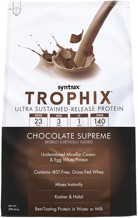 Syntrax Nutrition Trophix Protein Powder, Ultra Sustained-Release Protein Blend, Chocolate Supreme, 2 lbs