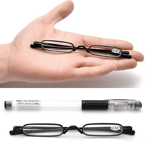 Viseng 2 Pack Slim Mini Metal Reading Glasses, Compact Lightweight Portable Readers with Glasses Case +2.5