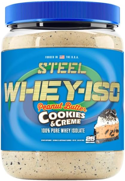 Steel Supplements Whey-ISO | Whey Protein Isolate Powder, Peanut Butter Cookies & Creme | 25 Servings (1.71lbs) |