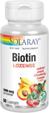 SOLARAY Biotin 5000 mcg, Natural Peach, Strawberry, Banana Flavor, 60 Lozenges, Healthy Hair, Skin & Nails