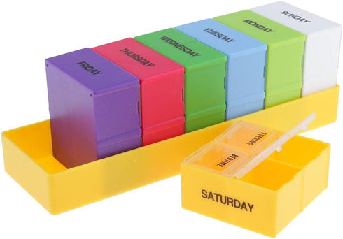 Luzhengyang Multi-Color 7 Day Pill Box Organizer Case, Weekly Tablet Storage for AM