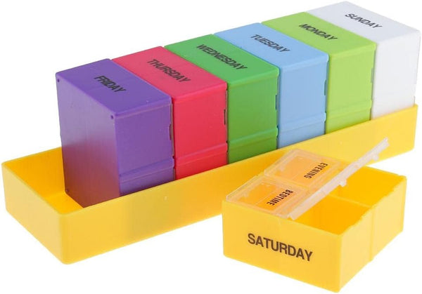 Luzhengyang Multi-Color 7 Day Pill Box Organizer Case, Weekly Tablet Storage for AM