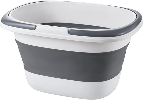 Large 4.2 Gallon (16L) Collapsible Mop Bucket with Handle, Space Saving Foldable Water Pail for Camping, Grey