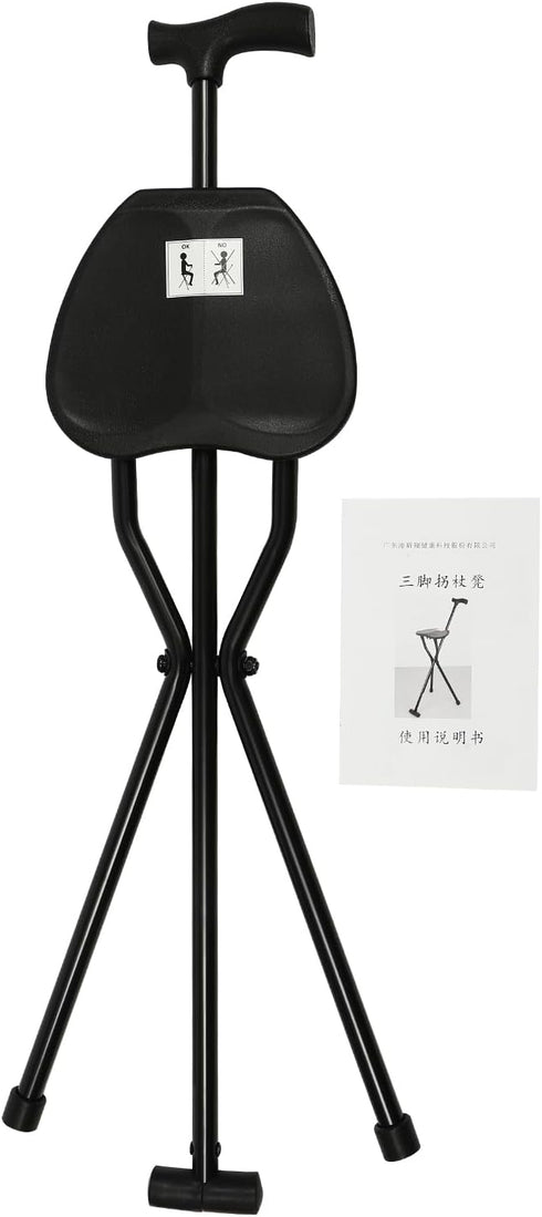 Mlonausz 35.4 Inches 249.12lbs Walking Stick, Walking Cane, Cane Chair, Folding Cane with Seat is Tall, and Supports up