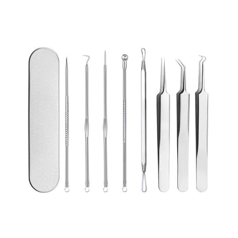 Pinkiou Blackhead Removers | 8-in-1 Acne Extractor Tool Kit for Face and Nose | Blemish Removal Skincare