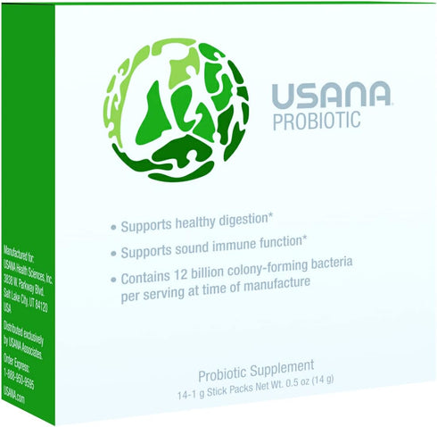 USANA Probiotic Supplement for Digestive Health* – Gluten Free, Sugar Free, Dairy Free - 14 Stick Packs