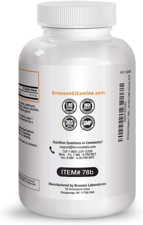 Bronson Vitamin C 1000 mg, 250 Tablets, Sustained Release Premium Non-GMO Ascorbic Acid