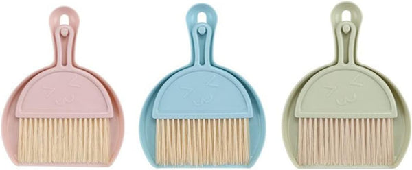 Small Broom and Dustpan Set, Mini Clean Brush with Dust Pan for Desktop, Cute Hand Broom Set (3PCS)
