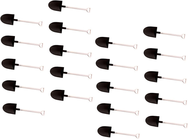 LJJCSFF 20 PCS Black Shovel Spoons Dessert Mini Pudding Spoons Plastic Shovel Spoons