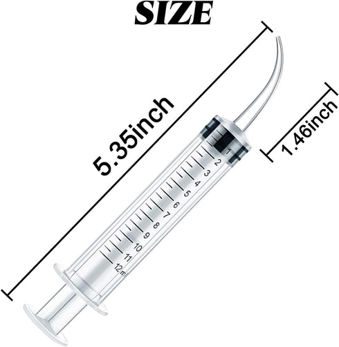 TIHOOD 15PCS 12ml/cc Plastic Syringes with Curved Tip, Disposable Irrigation Syringe Mouthwash Cleaner for Oral Care, Animal Feeding, with Measurement