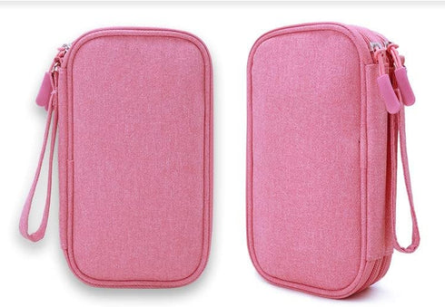 Double Layer Diabetic Supplies Storage Bag Carrying Case Organizer for Glucose Meter Insulin Pen Diabetes Testing Kit, Test Strips, Lancets, Syringe, Lancing Device, Alcohol Wipe Ice Pack (Pink)