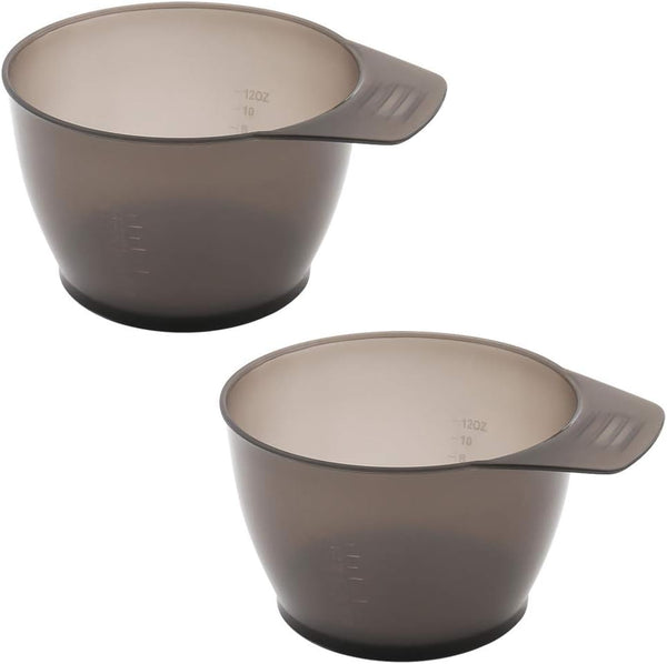 lasenersm 2 Pieces Hair Color Mixing Bowls, Plastic Hair Dye Applicator Bowls for Home Salon, Transparent Black