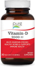 PURE ESSENCE LABS Vitamin D 2000 IU, Best Immune Support for Adults, Organic & Nature Vitamins, 30 Capsules
