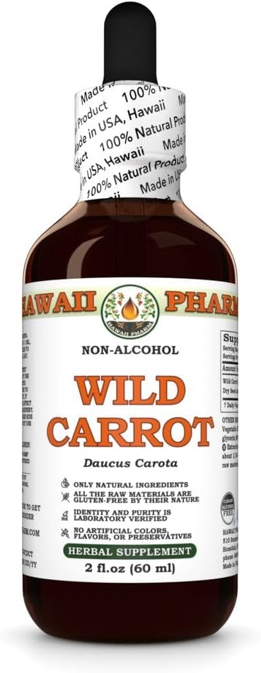 Hawaii Pharm Wild Carrot (Daucus Carota) Dry Seed Glycerite, All Natural, Vegan, Lab Tested