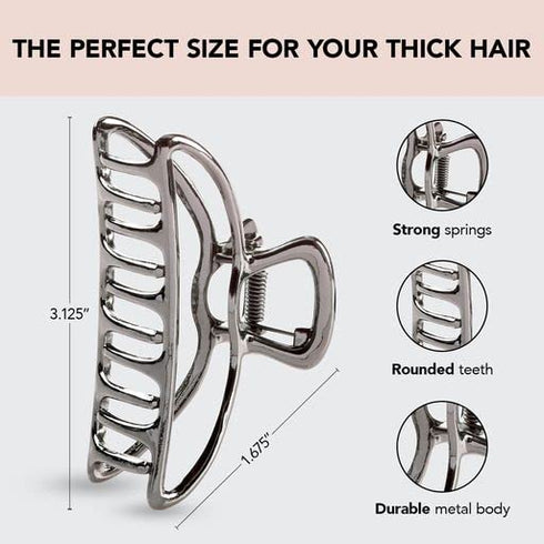 Kitsch Metal Hair Clips for Women, Durable & Elegant Claw Clips, Hematite, 1 Piece