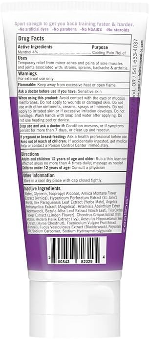 Zealios Race Relief Menthol Pain Relief Gel, 3oz Tube, Fast Acting for Muscle Pain & Arthritis, Cooling Formula