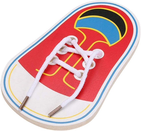 WLngtv Wooden Threading Shoes Training Board, Learn to Tie Laces, Wooden Learn to