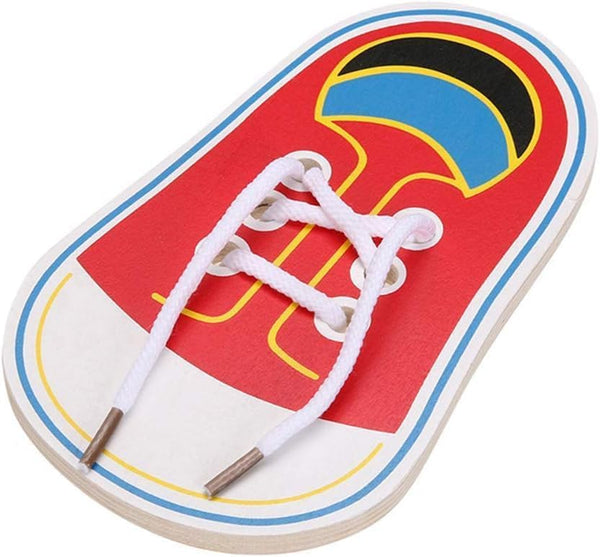 WLngtv Wooden Threading Shoes Training Board, Learn to Tie Laces, Wooden Learn to