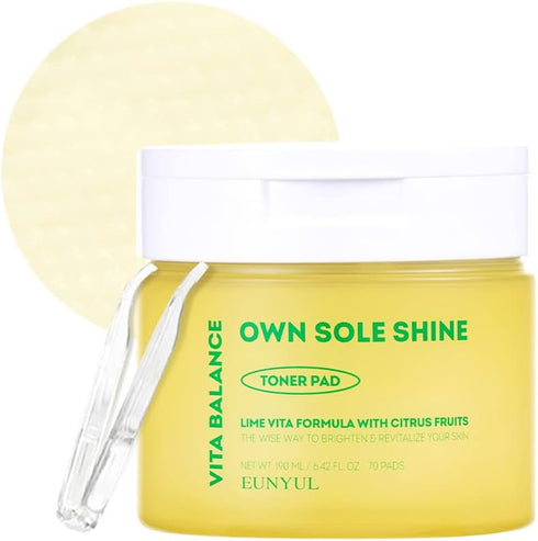 EUNYUL Vita Balance Own Sole Shine Toner Pad 70 Pads 6.43 fl. oz. Vitamin C Toner Pads Korean Skincare