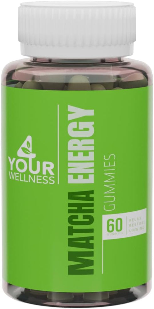 Matcha Organic Green Tea Energy Gummies with Vitamin B12, B3, and Antioxidant CoQ10 for Natural Energy Boost