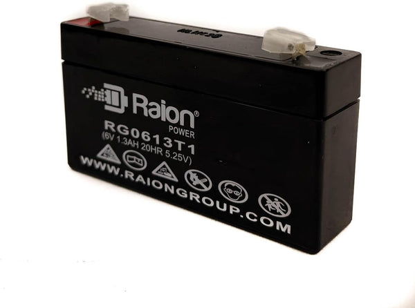 Raion Power 6V 6 Volt 1.3Ah Sealed Lead Acid (SLA/AGM) Rechargeable Battery - F1