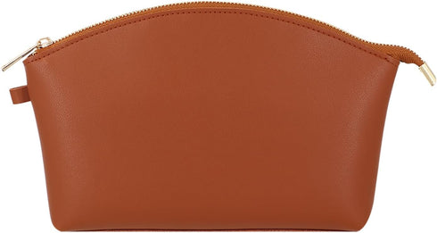 Leather Makeup Bag, Travel Makeup Organizer with Top Zipper Closure, Perfect Size, Lined Inside