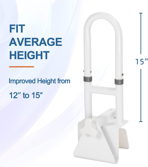 HEPO Adjustable Bathtub Safety Rail for Elderly, Tub Grab Bar for Bathroom, Assistance Bathtub Handle Clamp for Seniors