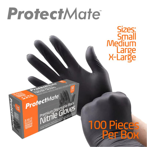 Black Nitrile Gloves- Industrial Strength, 5 mil Thickness, Gloves Disposable Latex Free, Food-Prep Disposable Gloves- Ideal for BBQ, Barber, Cleaning- Large (Box of 100)