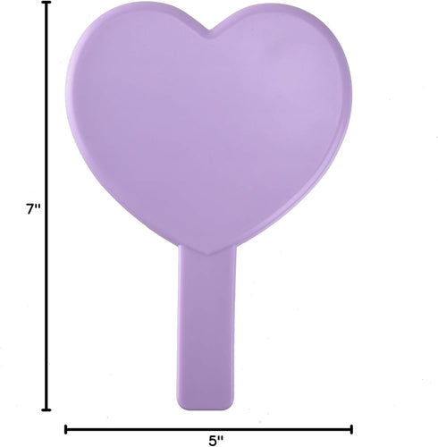 TBWHL Heart-Shaped Travel Handheld Mirror, Cosmetic Hand Mirror with Handle, Portable Vanity Mirror, Purple
