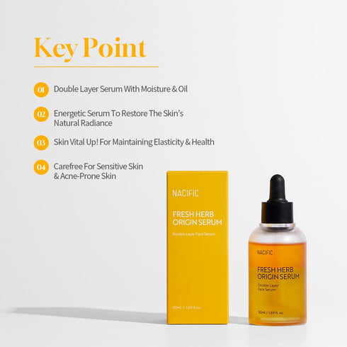 NACIFIC Fresh Herb Origin Facial Serum, 1.69fl.oz 50ml with Vitamin B, C and Botanical Oil Essence for All Skin Types