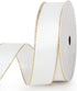 VIVIQUEN White Double Faced Satin Ribbon with Gold Edge, 1” x 25 Yards for Gift Wrapping & Floral Arrangement