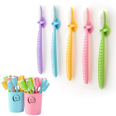 Toothbrushes Kit Set, 10pcs Extra Soft Head Jumbo Manual Toothbrush with 10pcs Brush Cap Cover and 5pcs Wall Holder