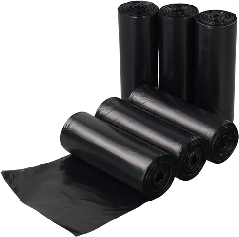 Gloreen Small Trash Bag, 1.2 Gallon Black Unscented Leakproof Garbage Liners, 150 Counts (6 Rolls)