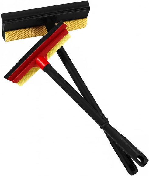 ZOLKER 2Pcs Window Squeegee with Long Handle, 2-in-1 Window Cleaner Tool, Glass Door