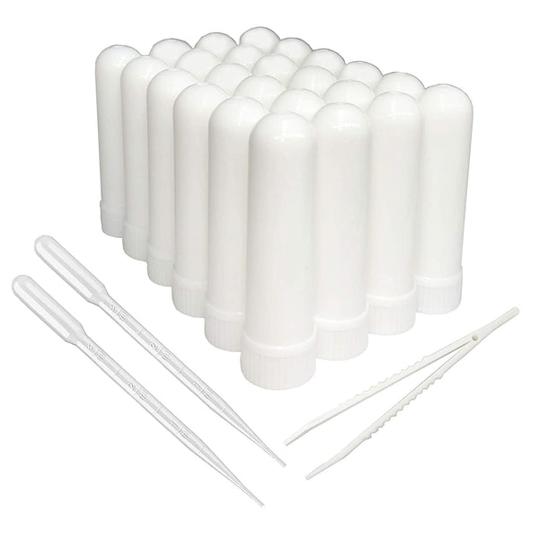 Essential Oil Aromatherapy Blank Plastic Tubes, Includes 24 Tubes + 36 Wicks + 2 Droppers + 1 Tweezers