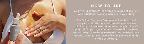 SJOLIE Sunless Spray Tan Additive - Golden Shimmer Drops for Spray Tan, Self Tanner, or Daily Moisturizer
