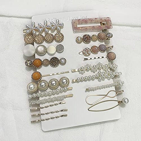 Mehayi 20 PCS Pearls Hair Clips Fashion Korean Style Acrylic Resin Hairpins for Women and Girls Headwear Accessories