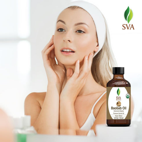 SVA Organic Baobab Seed Oil, 4 Fl Oz, 100% Natural Cold Pressed for Face, Skin, Hair Care
