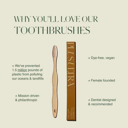 Plus Ultra Bamboo Toothbrush - Soft Bristle, BPA Free, Dentist-Approved All-Natural Toothbrush for Adults