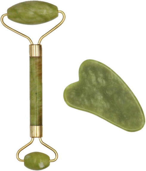 LadyCent Facial Massage Roller Guasha Board, Double Heads Jade Stone Face Eye Lift