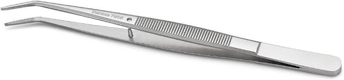 Stainless Steel Tweezers with Curved Serrated Tip, Multipurpose Sewing Machine Tweezers Forceps (2 Pcs Set)